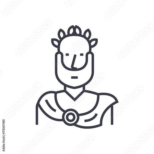 aristotle, greek philosopher concept vector thin line icon, sign, symbol, illustration on isolated background