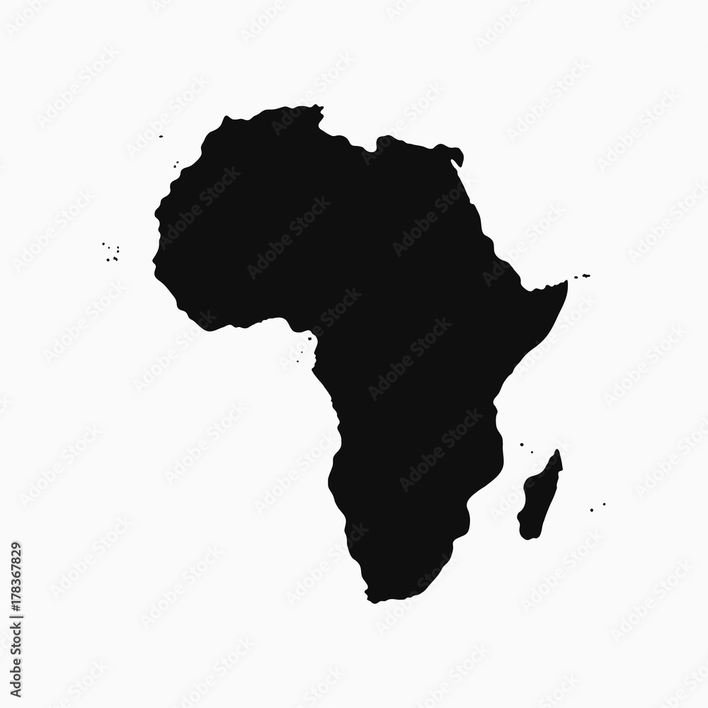 Fotografie Africa Continent - map. Monochrome shape. Vector illustration.