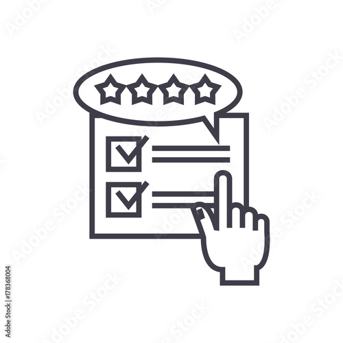 feedback, review, rating concept vector thin line icon, sign, symbol, illustration on isolated background