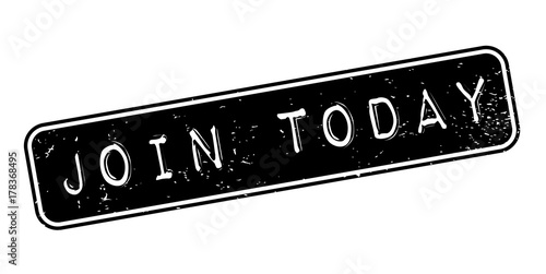Join Today rubber stamp. Grunge design with dust scratches. Effects can be easily removed for a clean, crisp look. Color is easily changed.