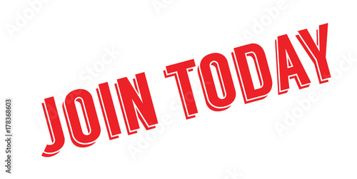 Join Today rubber stamp. Grunge design with dust scratches. Effects can be easily removed for a clean, crisp look. Color is easily changed.