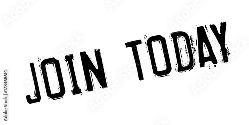 Join Today rubber stamp. Grunge design with dust scratches. Effects can be easily removed for a clean, crisp look. Color is easily changed.