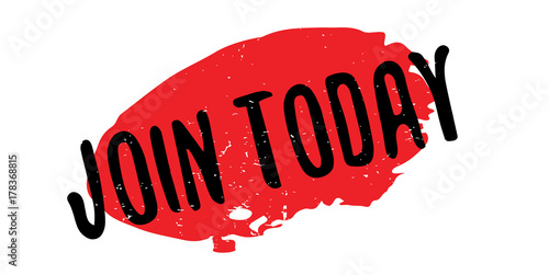 Join Today rubber stamp. Grunge design with dust scratches. Effects can be easily removed for a clean, crisp look. Color is easily changed.