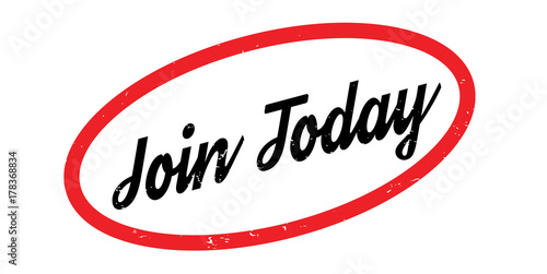 Join Today rubber stamp. Grunge design with dust scratches. Effects can be easily removed for a clean, crisp look. Color is easily changed.