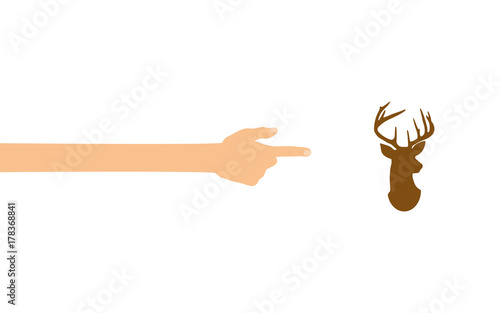 Hand tippt auf Smartphone mit App - Rentier - Kopf