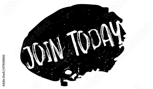 Join Today rubber stamp. Grunge design with dust scratches. Effects can be easily removed for a clean, crisp look. Color is easily changed.
