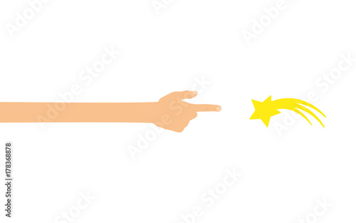 Hand tippt auf Smartphone mit App - Sternschnuppe