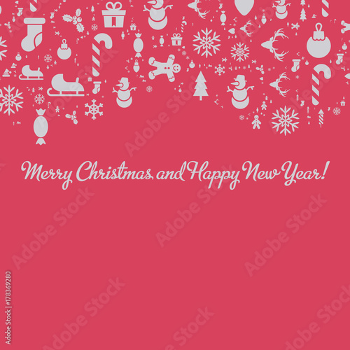 Merry christmas and happy new year christmas greeting card