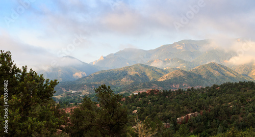 Pike's Peak in Early Morning Fog