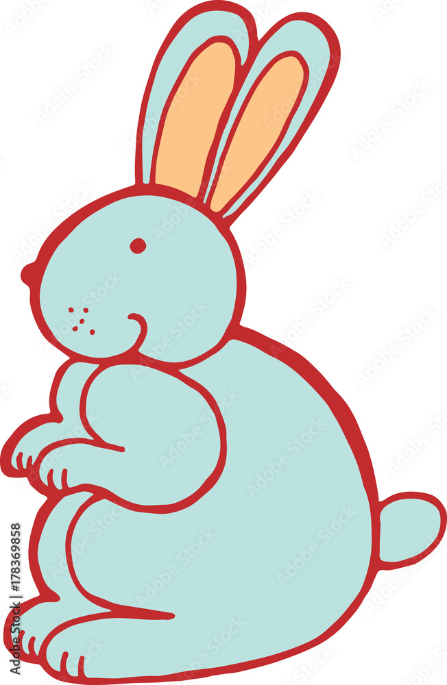 Forest animal rabbit doodle cartoon simple illustration. kids drawing style Forest animal rabbit doodle cartoon simple illustration. kids drawing style