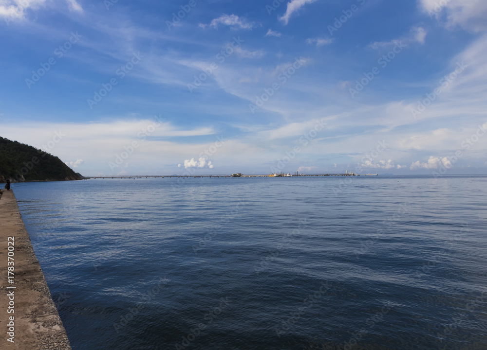 port and harbor with blue sky