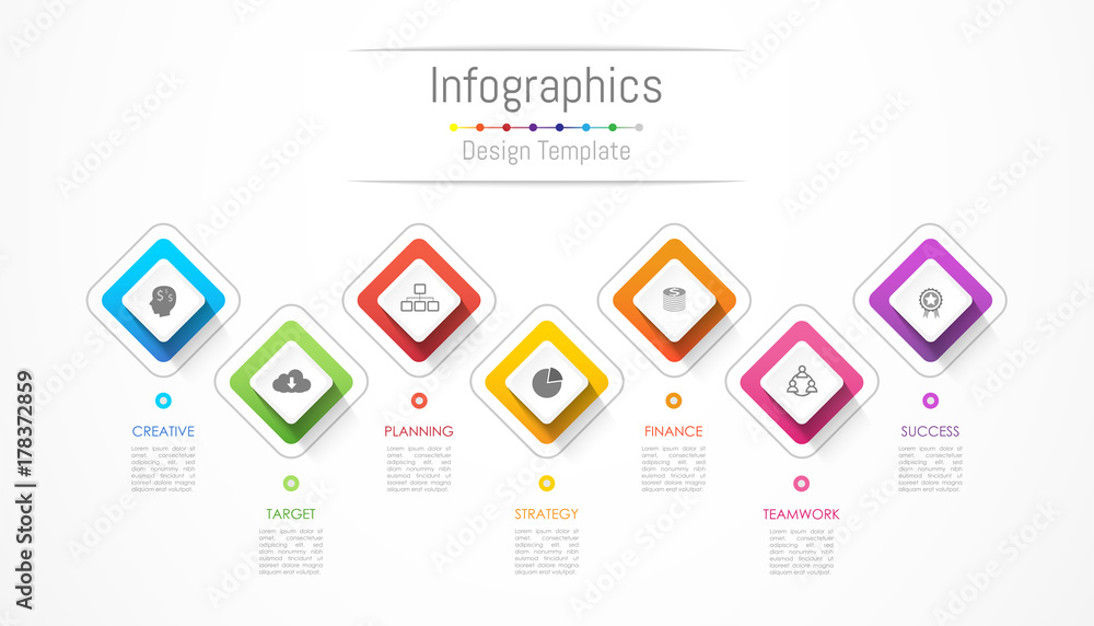 Infographic design elements for your business data with 7 options, parts, steps, timelines or processes. Vector Illustration. Infographic design elements for your business data with 7 options, parts, steps, timelines or processes. Vector Illustration.