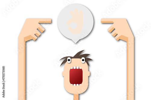 Cartoon Mann zeigt auf Sprechblase - Exzellent