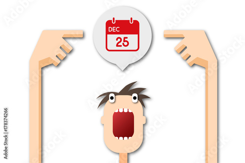 Cartoon Mann zeigt auf Sprechblase - 25.12.