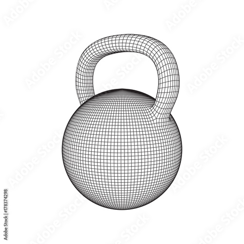 Heavy kettle bell. Wireframe mesh vector. Modern sport fitness concept