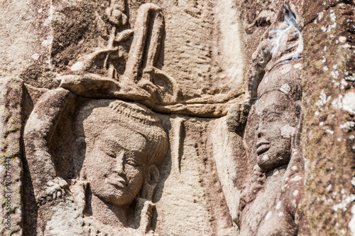 Apsaras in Khmer Angkor temple, Cambodia, South East Asia. photo