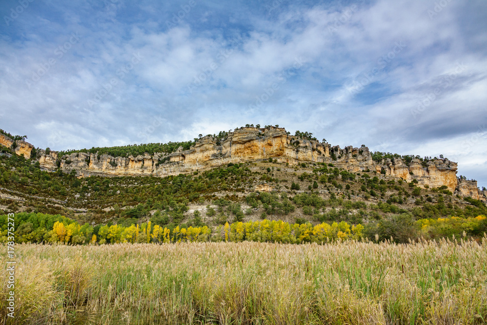 Autunm landscape in Cuenca with rock formations