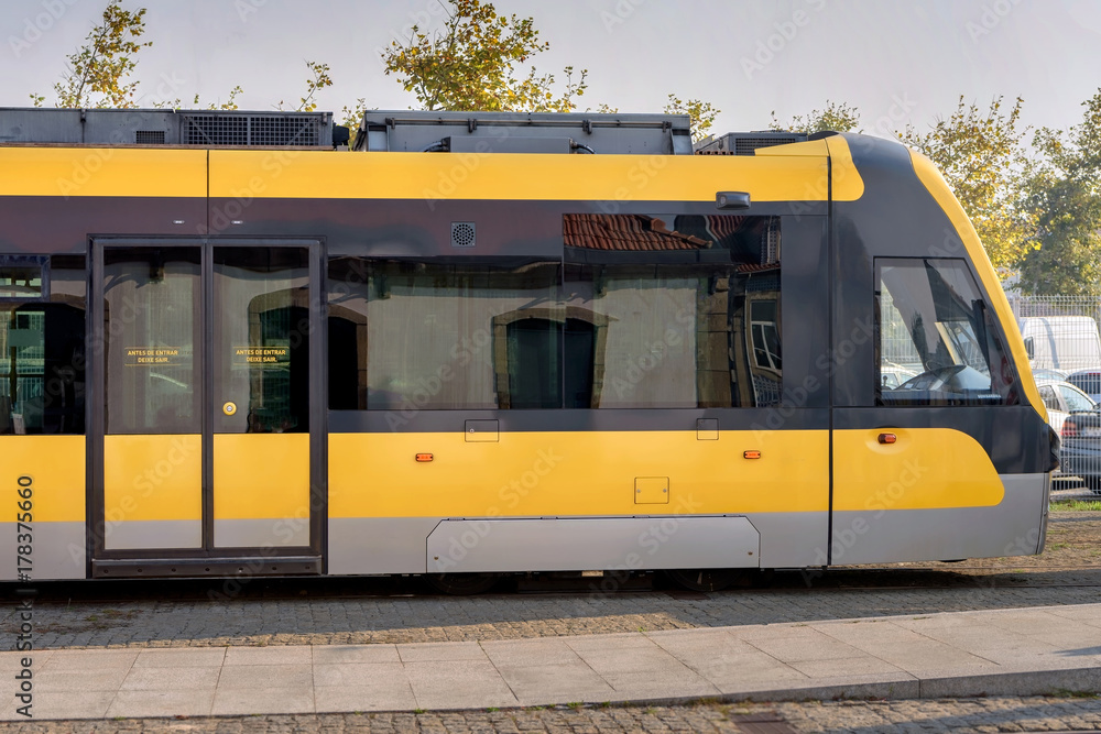 Yellow metro train
