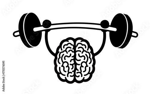 Training and exercise of intelligent, bright and clever brain - strong intelligence, cleverness and brightness. Vector illustration, comics style.