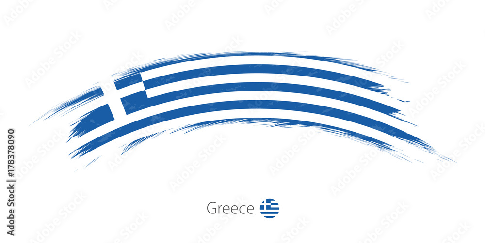 Fototapeta premium Flaga Grecji w zaokrąglonym grunge pociągnięcia pędzla.