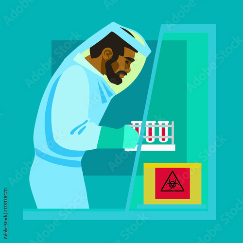 Scientist working with bio hazardous substances