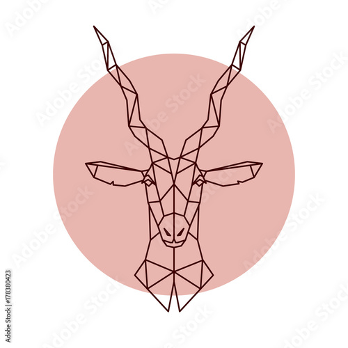 Geometric head of the Antelope. Vector illustration of a wild animal.