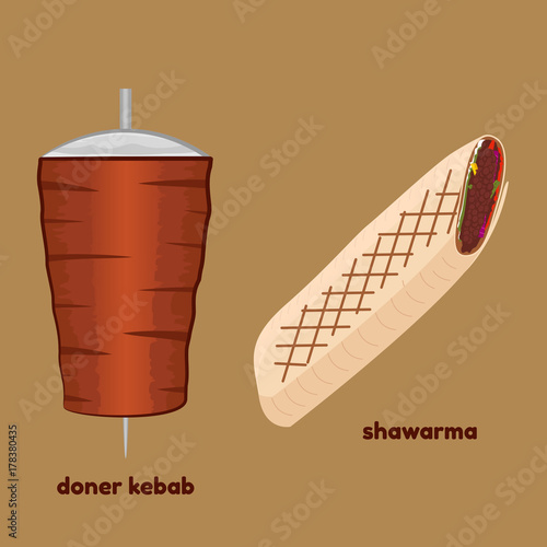 Vector illustration of doner kebab and shawarma
