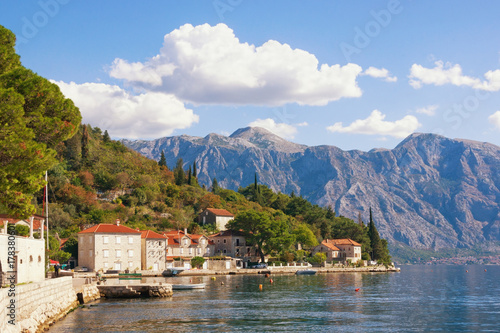 View of old Mediterranean town of Perast on the Bay of Kotor (Adriatic Sea), Montenegro, autumn © Olga Iljinich