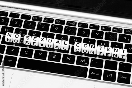 No sexual content slogan on keyboard