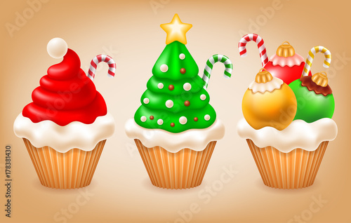 Christmas cupcakes set