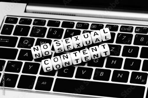 No sexual content slogan on keyboard