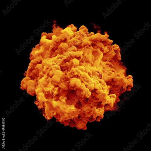Paint powder or orange color splash or dust glitter explosion of isolated on black background. Particular liquid color effect of magic glowing shimmering texture for fashion cosmetic background design