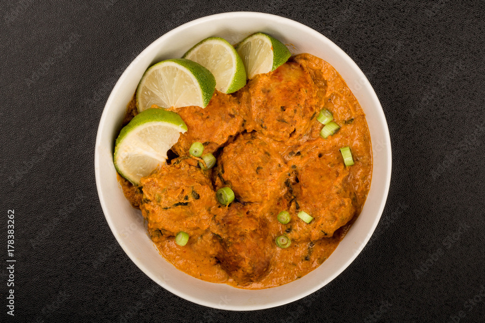 Fototapeta premium Indian Style Vegetable Kofta Curry Meal