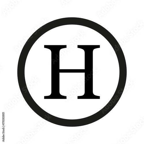 Letter H isolated on transparent background. Black symbol for your design. Vector illustration, easy to edit. photo