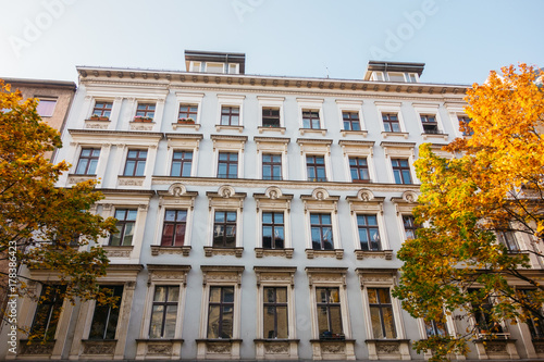 colorful hdr picture of real estate building in autumn