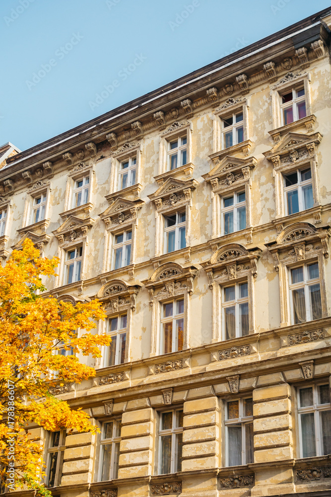renovated facade in autumn at berlin