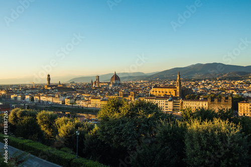 Florence  Italy - October  2017. View of Florence city from Michelangelo square on the hill. Travel destination Florence.