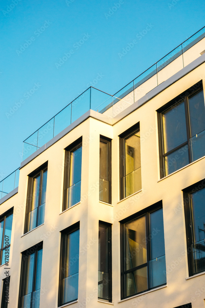 detailed view of modern white facade