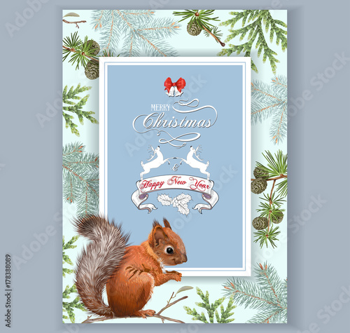 Christmas squirrel frame