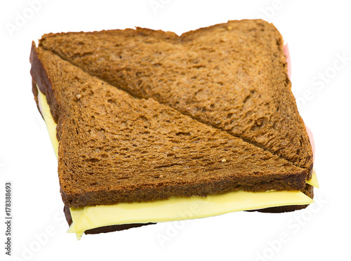 Sandwich of dark bread with cheese