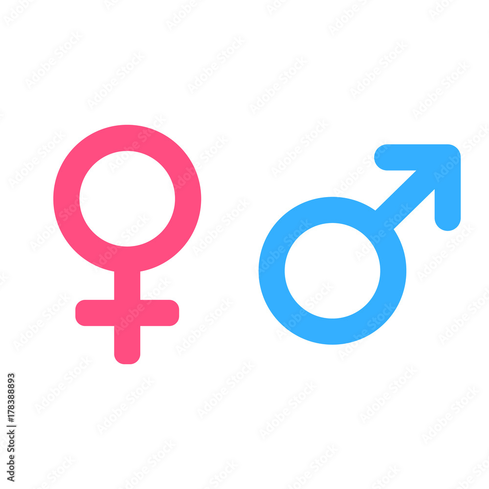Female and male sex icon. Pink and blue gender type icons. Venus and Mars signs Female and male sex icon. Pink and blue gender type icons. Venus and Mars signs