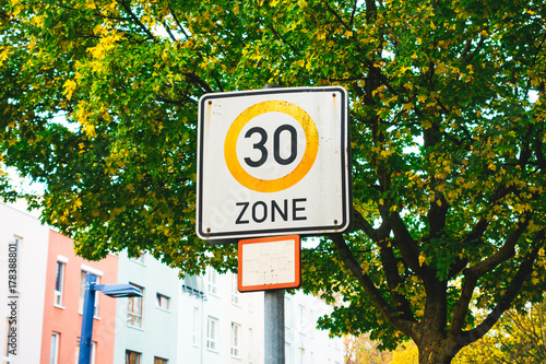 number 30 traffic limit sign