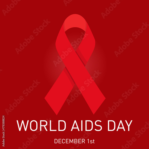 Aids Awareness Red Ribbon. 1st December World Aids Day concept poster.