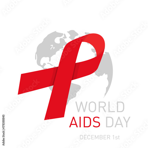 Aids Awareness Red Ribbon. 1st December World Aids Day concept poster.