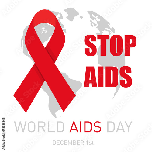 Aids Awareness Red Ribbon. 1st December World Aids Day concept poster.