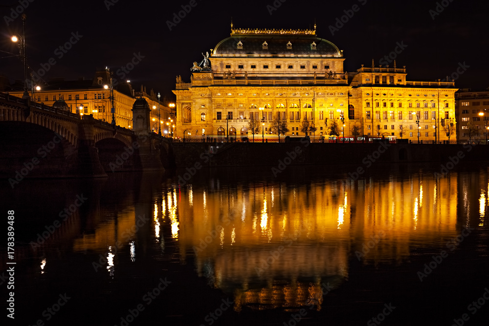 National theatre Prague in night