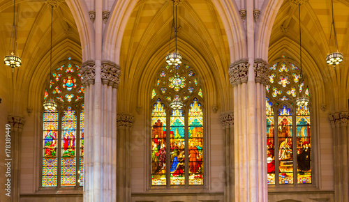 Three stained glass Windows of St. Patrick’s Cathedral