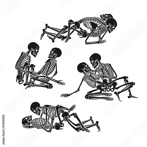 Human skeleton kamasutra set. Vector illustration.