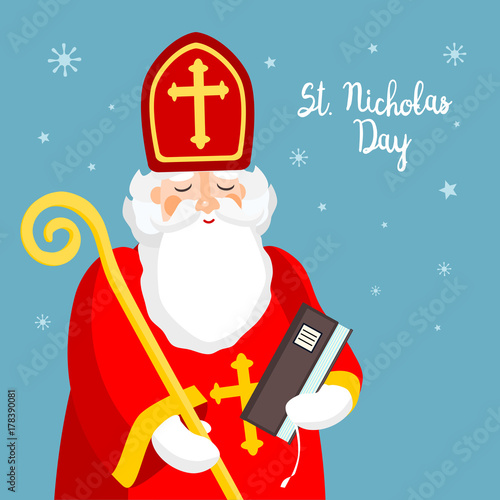 Saint Nicholas, vector greeting card