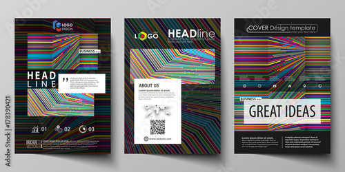 Business templates for brochure  magazine  flyer  booklet  report. Cover design template  abstract vector layout in A4 size. Bright color lines  colorful style  geometric shapes  minimalist background